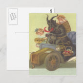 Krampus die kleine meisjes in de auto produceert briefkaart (Voorkant / Achterkant)