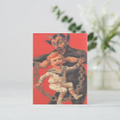 Krampus die Little Boy straffen Briefkaart (Staand voorkant)