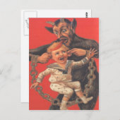 Krampus die Little Boy straffen Briefkaart (Voorkant / Achterkant)