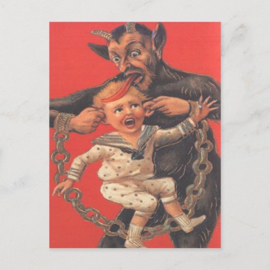Krampus die Little Boy straffen Briefkaart (Voorkant)