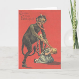 Krampus die Meisje straffen Feestdagen Kaart