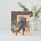 Krampus die slechte kinderen wegneemt briefkaart (Staand voorkant)