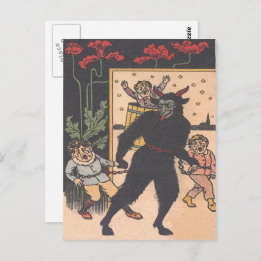 Krampus die slechte kinderen wegneemt briefkaart (Voorkant / Achterkant)
