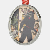 Krampus die slechte kinderen wegneemt metalen ornament (Links)