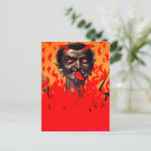 Krampus die uit de hel komt briefkaart (Staand voorkant)