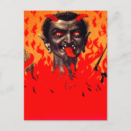 Krampus die uit de hel komt briefkaart