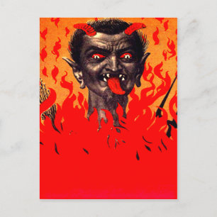 Krampus die uit de hel komt briefkaart