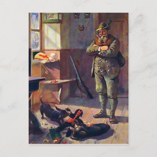  Krampus Doll met honden Briefkaart (Voorkant)