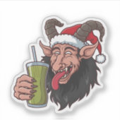 Krampus Drink groene Matcha kerst Spooky Sticker (Voorkant)