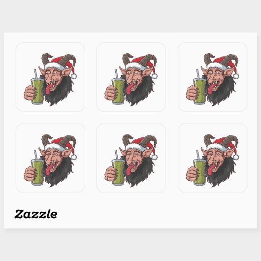 Krampus Drink groene Matcha kerst Spooky Vierkante Sticker (Vel)