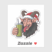 Krampus Drinkt Groene Matcha Kerstmis Spooky  Sticker (Vel)