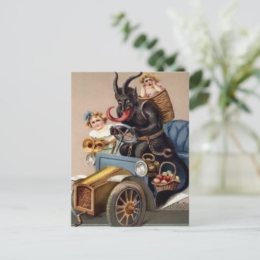  Krampus Driving Briefkaart (Staand voorkant)