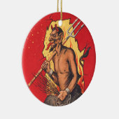 Krampus Duivel Duivel Hoorndrager Rietstok Keramisch Ornament (Rechts)