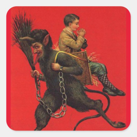 Krampus en Bidden Boy Kerst stickers (Voorkant)
