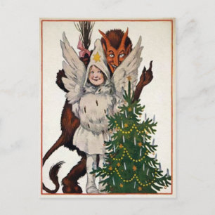 Krampus en boom Briefkaart