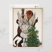  Krampus en boom Briefkaart (Voorkant / Achterkant)