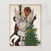  Krampus en boom Briefkaart (Voorkant)