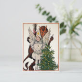  Krampus en boom Briefkaart (Staand voorkant)