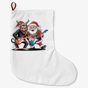 Krampus en Kerstman spelen elektrische gitaar Kers Grote Kerstsok