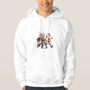 Krampus en Kerstman spelen elektrische gitaar Kers Hoodie