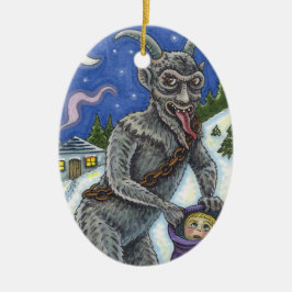 KRAMPUS EN KINDEREN DIE NAUWKEURIG ZIJN, SCHADELIJ KERAMISCH ORNAMENT