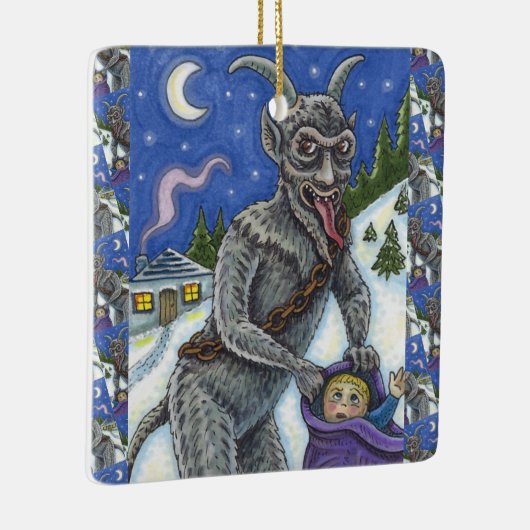 KRAMPUS EN KINDEREN DIE NAUWKEURIG ZIJN, SCHADELIJ KERAMISCH ORNAMENT (Rechts)