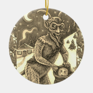 KRAMPUS EN KINDEREN DIE NAUWKEURIG ZIJN, SCHADELIJ KERAMISCH ORNAMENT
