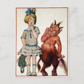 Krampus en meisje Briefkaart (Voorkant)