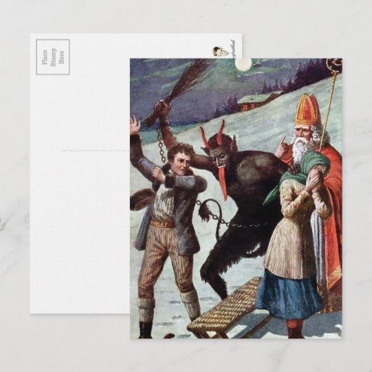  Krampus en Santa Briefkaart (Voorkant / Achterkant)