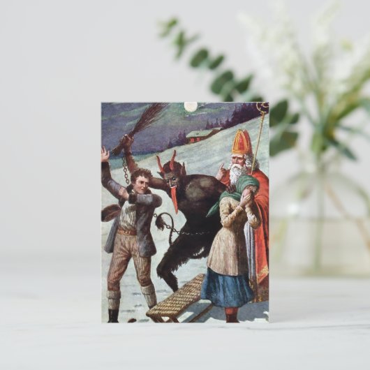 Krampus en Santa Briefkaart (Staand voorkant)