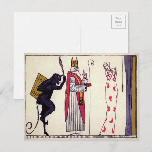Krampus en Santa Briefkaart (Voorkant / Achterkant)