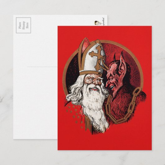 Krampus en Santa Briefkaart (Voorkant / Achterkant)