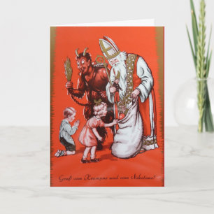 Krampus en St. Nicholas Card Feestdagen Kaart
