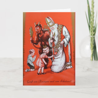 Krampus en St. Nicholas Card Feestdagen Kaart
