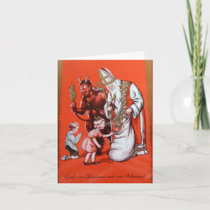 Krampus en St. Nicholas Card Feestdagen Kaart