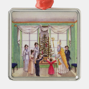 Krampus en St. Nicholas uit het tijdschrift van Ca Metalen Ornament