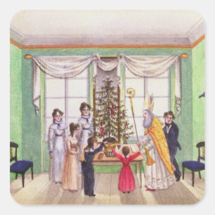 Krampus en St. Nicholas uit het tijdschrift van Ca Vierkante Sticker