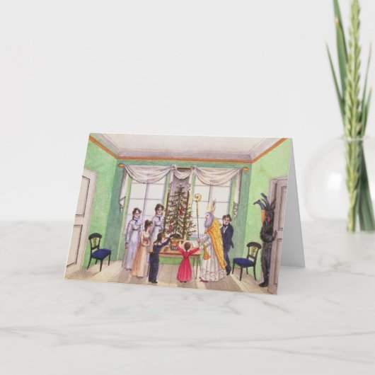 Krampus en St. Nicholas van dagboek van Carl Feestdagen Kaart (Voorkant)