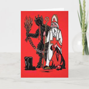  Krampus en St. Nick-kerstkaart Feestdagen Kaart