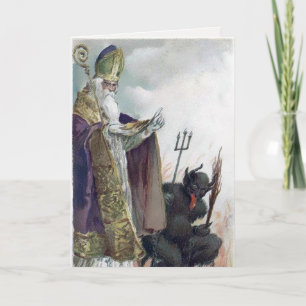  Krampus en St. Nick kerstkaart Feestdagen Kaart
