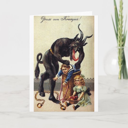 Krampus en zijn zak 2 feestdagen kaart (Voorkant)