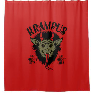 Krampus Face Naughty Douchegordijn