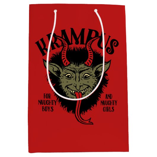 Krampus Face Naughty Gift Bag Medium Cadeauzakje (Voorkant)