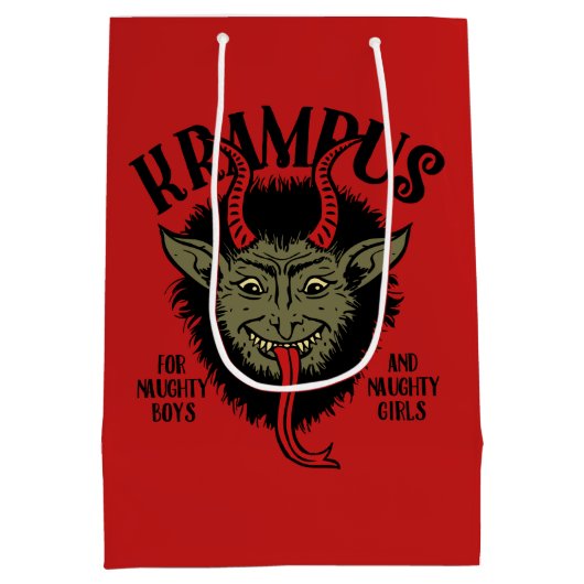Krampus Face Naughty Gift Bag Medium Cadeauzakje (Achterkant)