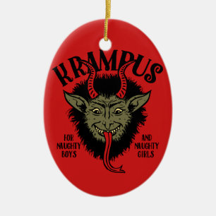Krampus Face Naughty Keramisch Ornament