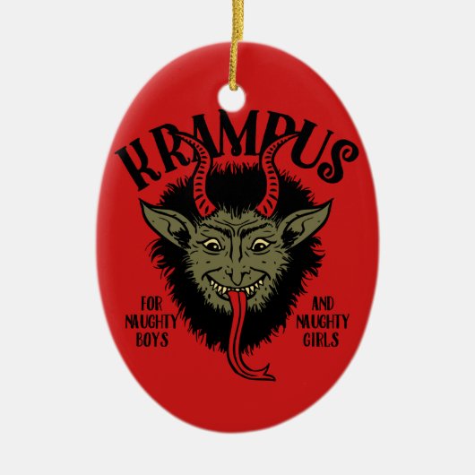 Krampus Face Naughty Keramisch Ornament (Voorkant)