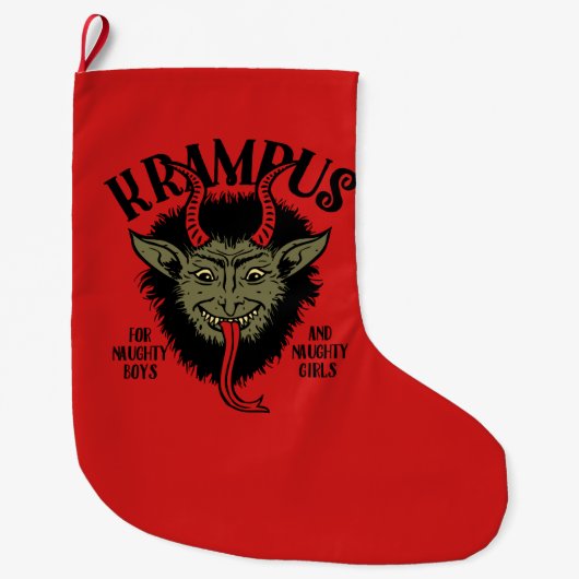 Krampus Face Naughty Kerstmis Stocking Grote Kerstsok (Voorkant)