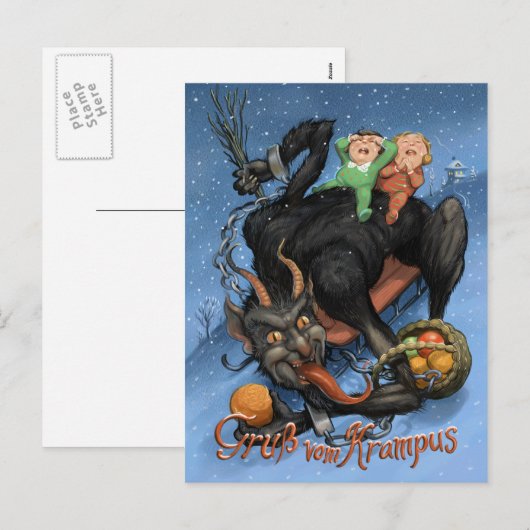 Krampus Feestdagenkaart (Voorkant / Achterkant)