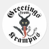 Krampus Greetings Ronde Sticker (Voorkant)