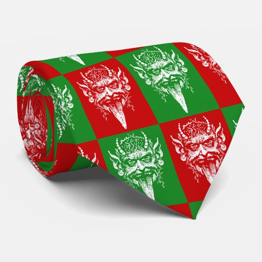 Krampus head stropdas (Opgerold)